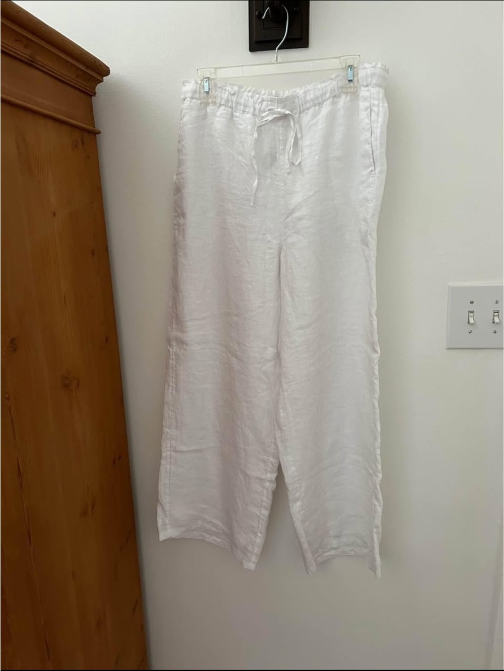 J. Crew White Wide Leg Linen Pants
